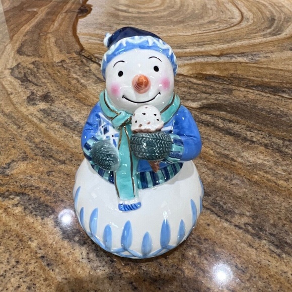 Waterford Collectible Snowman Eating Ice Cream Ceramic Bell2005